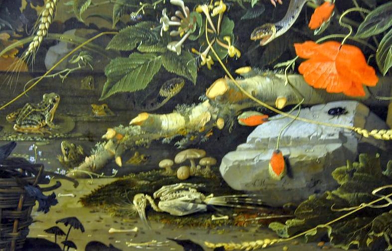 Mignon Vanitas (detail) 02 by Abraham Mignon